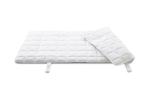 Schurwollen Topper von LUIZ mit 4 Schlaufen mit Baumwolldrell bei Daunenspiel