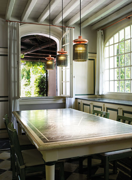 Vistosi Hängeleucht mit grünem Glas