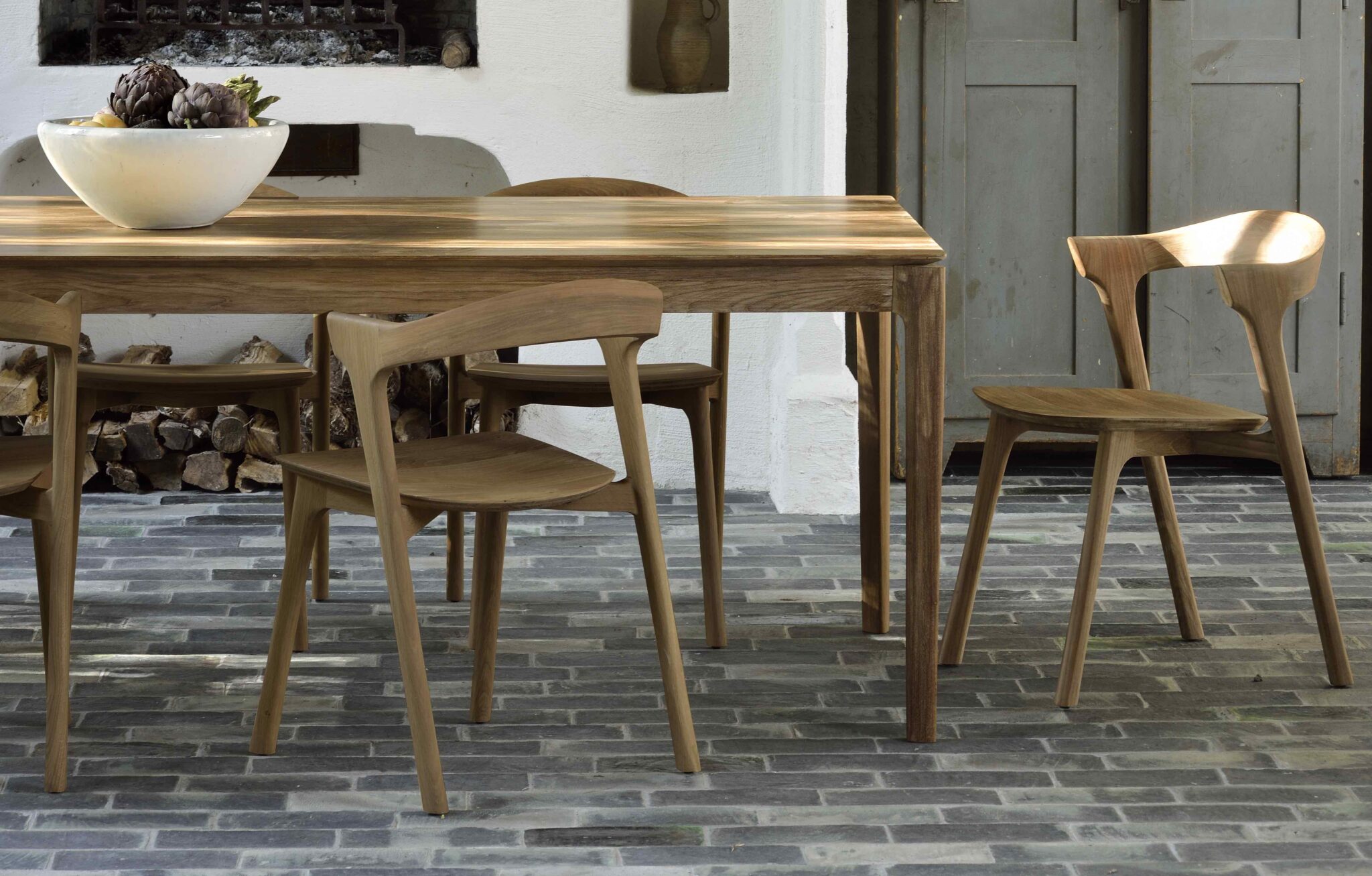 Ethnicraft BOK Esstisch Teak Holz Ethnicraft Esstisch BOK mit Ausziehfunktion aus Teak Holz im Daunenspiel Onlineshop